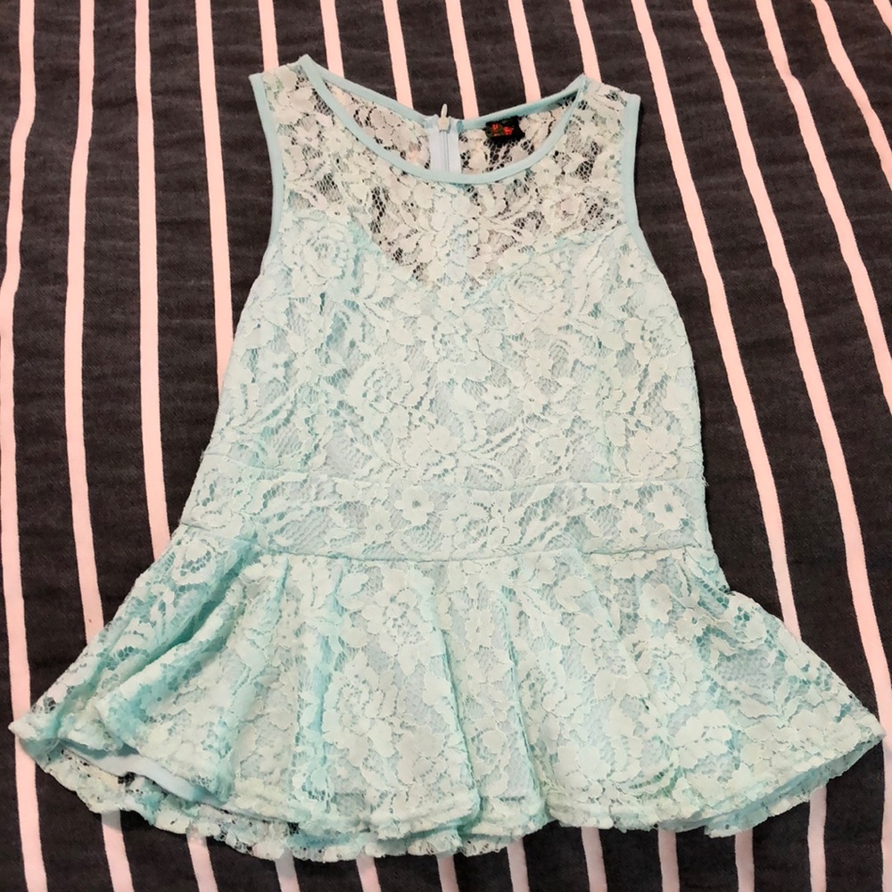 Blue small peplum lace top